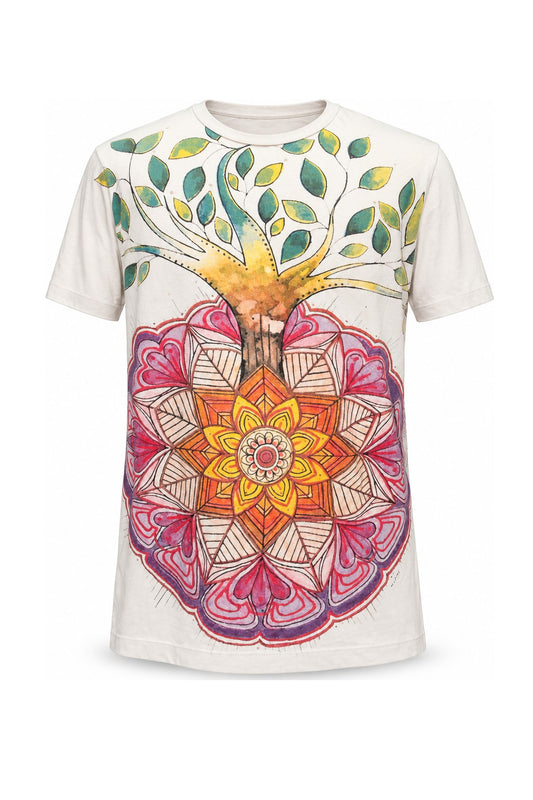 Khaki Color Mandala Tree from Thailand — ghost mannequin front view