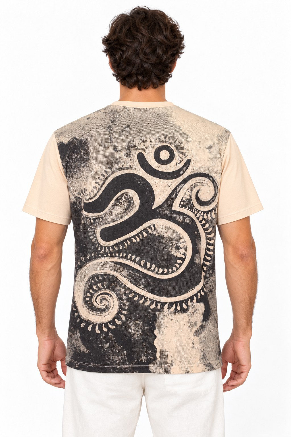 Light Brown Om in Holi Print from Thailand — back view