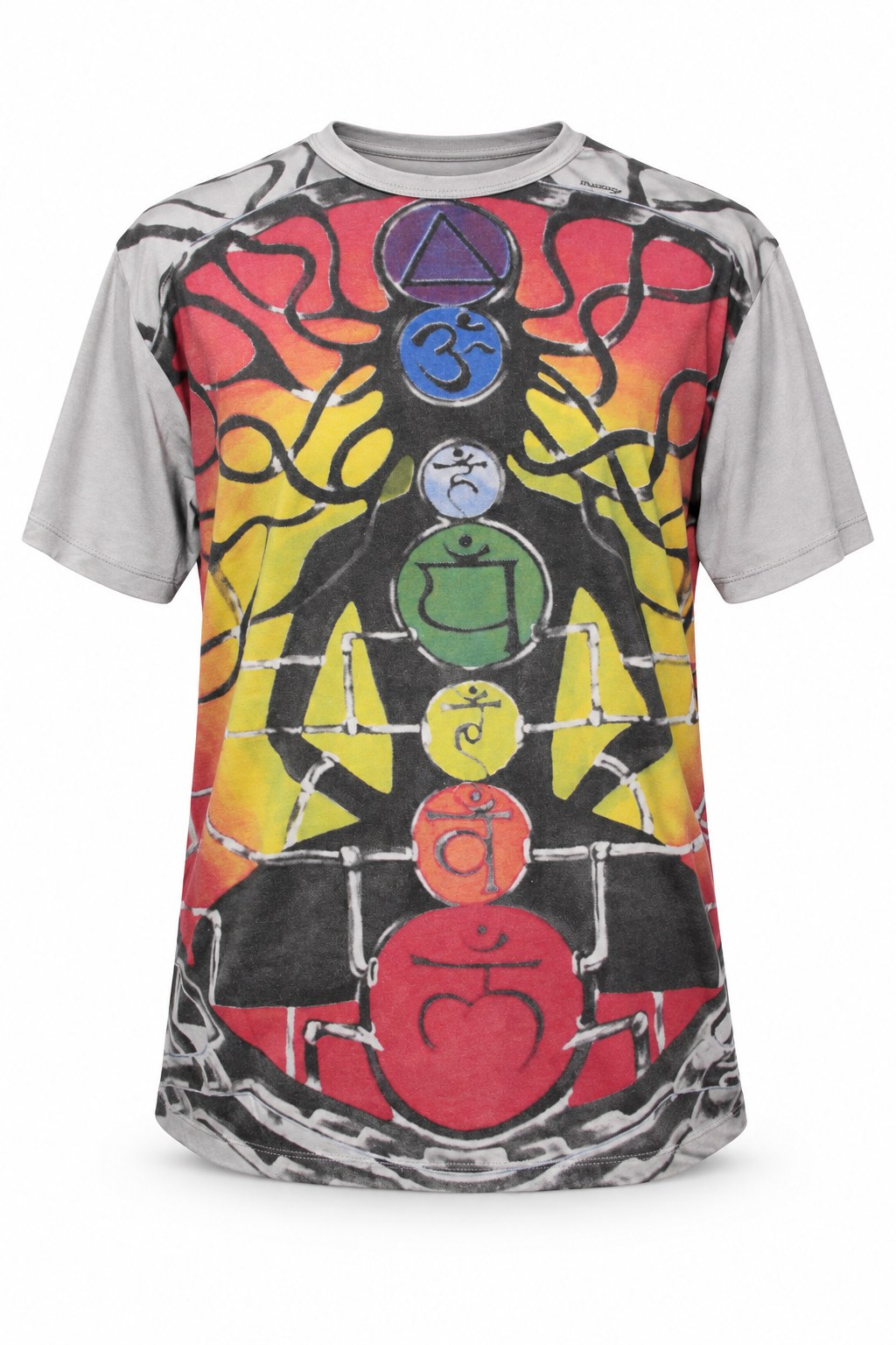 Seven Chakras in Yoga Roots Grey Multicolour — ghost mannequin front view