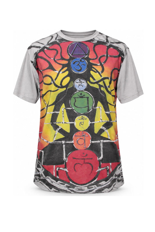 Seven Chakras in Yoga Roots Grey Multicolour — ghost mannequin front view