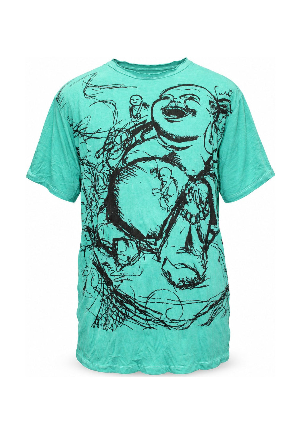 Sure Laughing Buddha in Turquoise Color — ghost mannequin front view