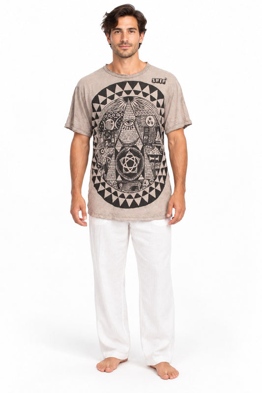 Vision Taupe Mandala in Brown — model front view