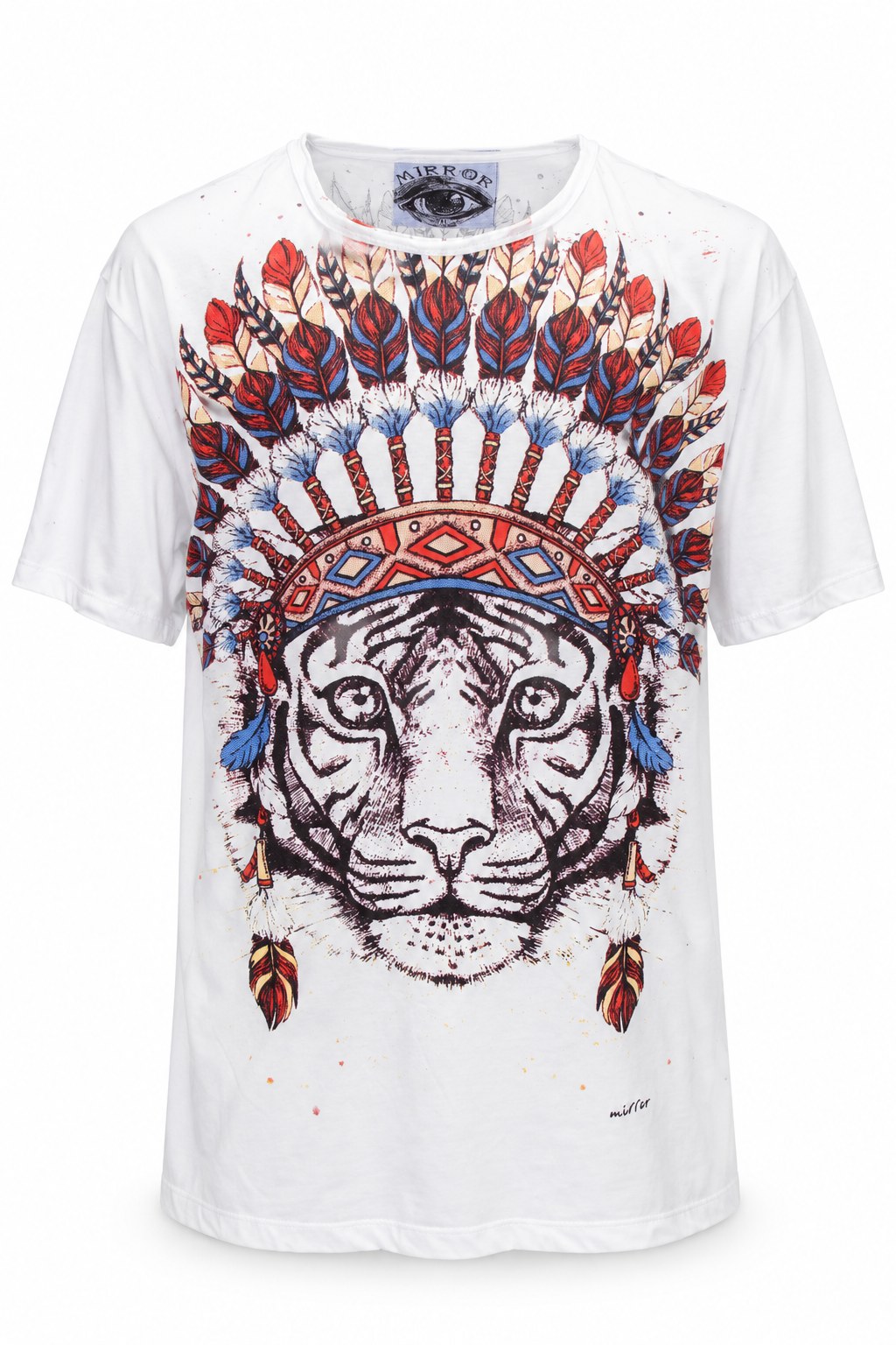 White Tiger Feather Headdress from Thailand — ghost mannequin front view