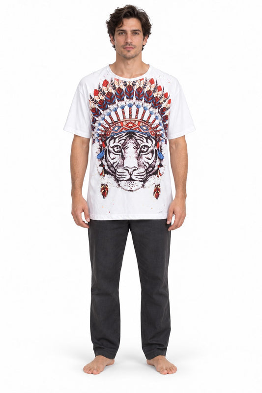 White Tiger Feather Headdress from Thailand — model front view