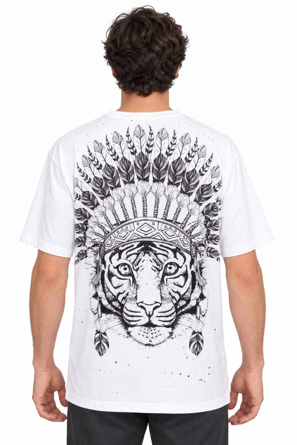 White Tiger Feather Headdress from Thailand — back view
