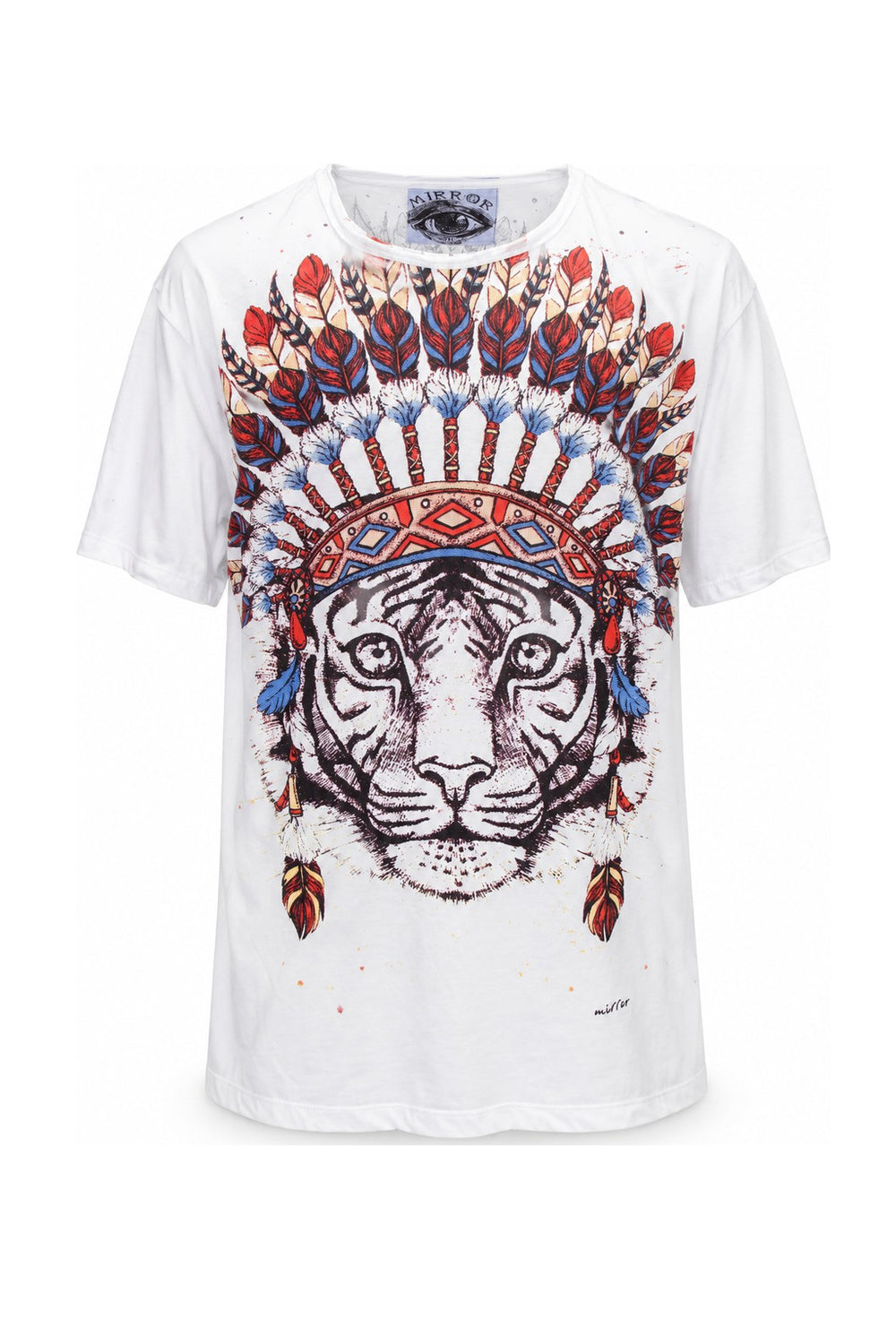 White Tiger Feather Headdress from Thailand — ghost mannequin front view