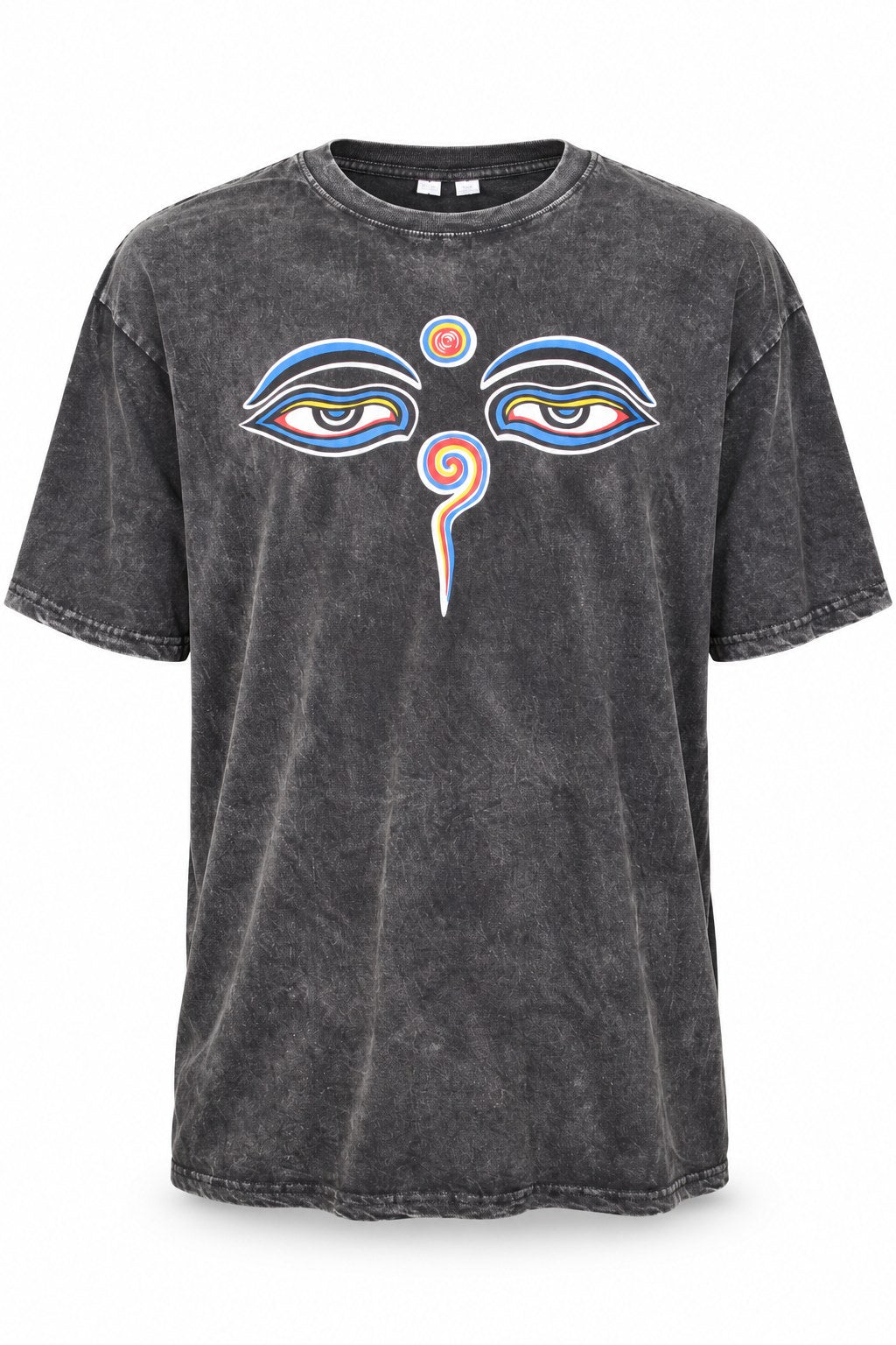 Wisdom Eyes in black color from Nepal — ghost mannequin front view
