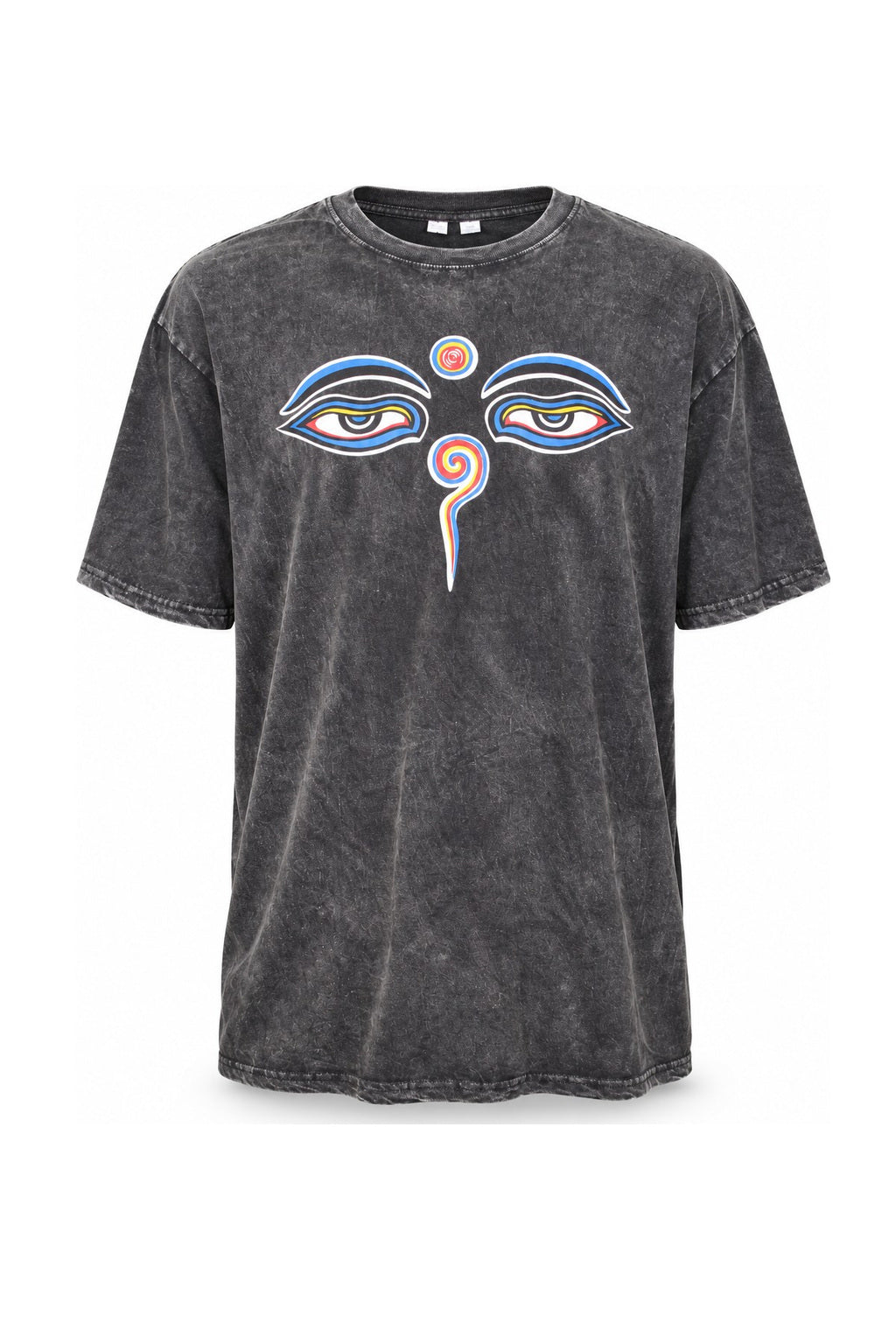 Wisdom Eyes in black color from Nepal — ghost mannequin front view