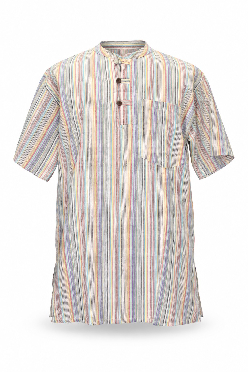 Pastel Multicolour Stripe Kurta from Nepal — ghost mannequin front view