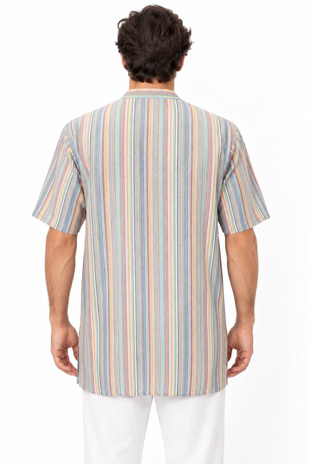Pastel Multicolour Stripe Kurta from Nepal — back view