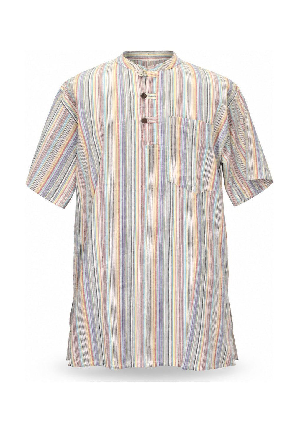 Pastel Multicolour Stripe Kurta from Nepal — ghost mannequin front view