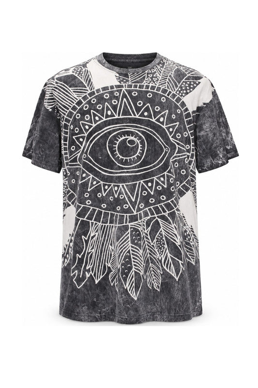 Black and White Feathers in Eyes from Thailand — ghost mannequin front view