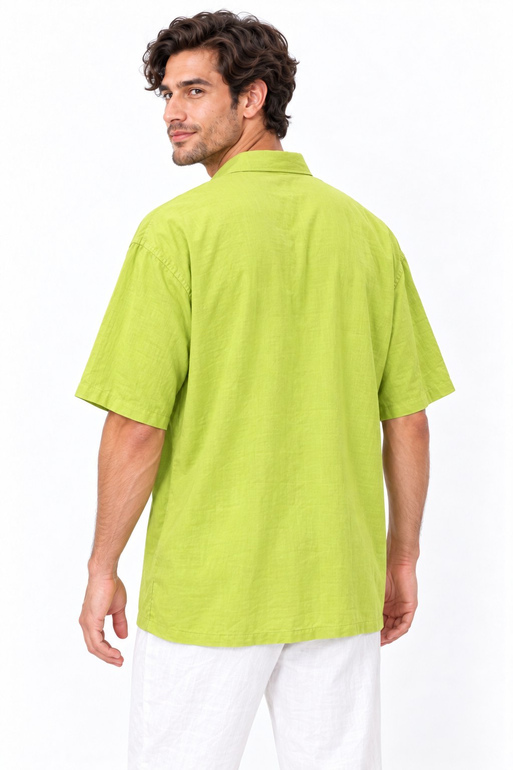 Lime Green soft baby cotton from Thailand — three-quarter back view