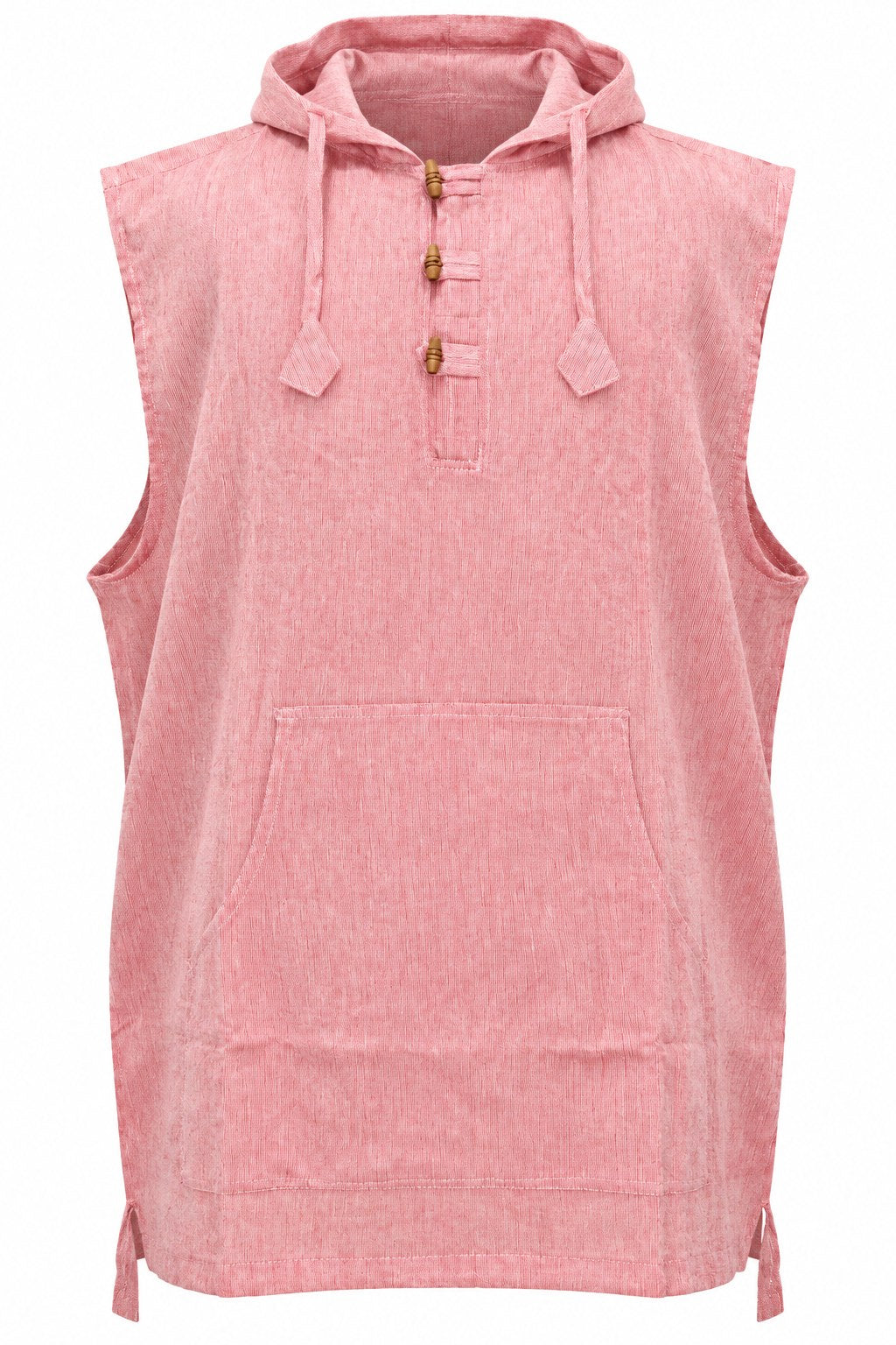 Cut Sleeves Baby Pink Color Kurta from Nepal — ghost mannequin front view