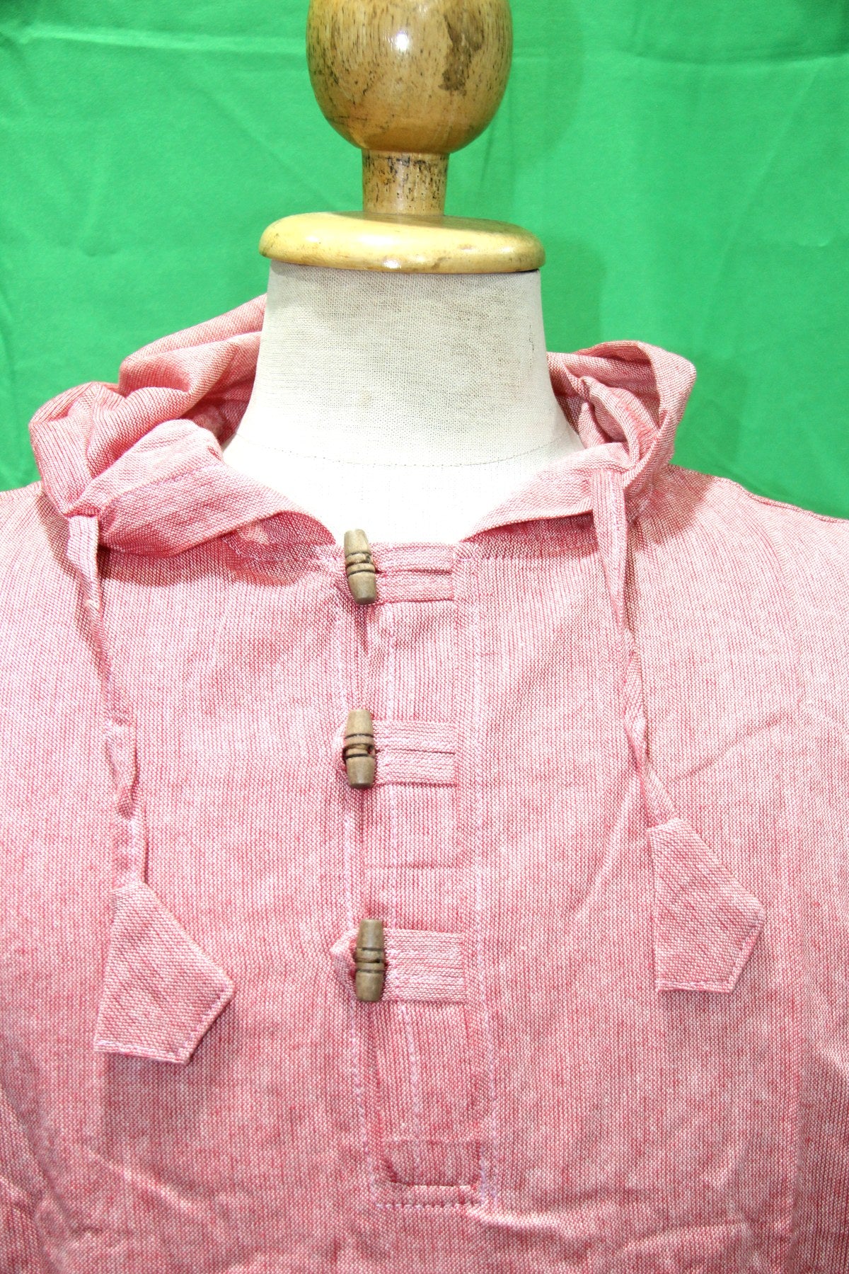 Cut Sleeves Baby Pink Color Kurta from Nepal — garment detail