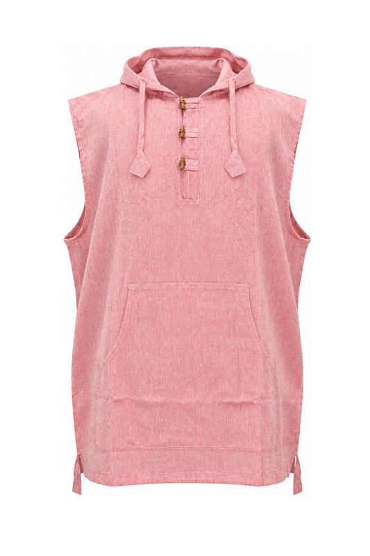Cut Sleeves Baby Pink Color Kurta from Nepal — ghost mannequin front view