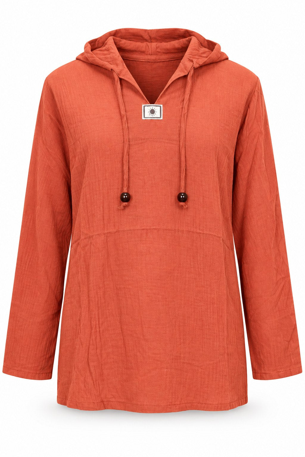 Full Sleeve Coral Orange with Hoodie from Thailand — ghost mannequin front view