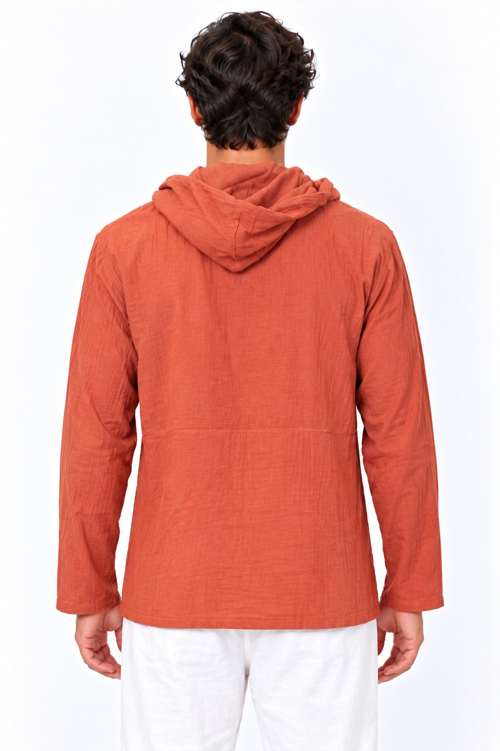 Full Sleeve Coral Orange with Hoodie from Thailand — back view