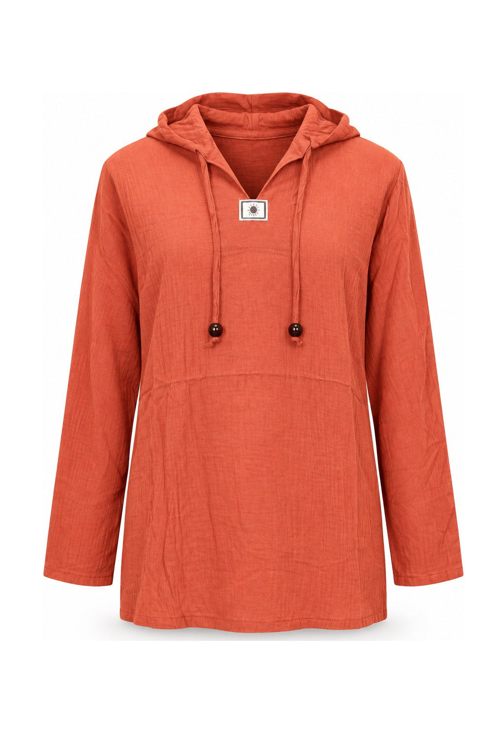 Full Sleeve Coral Orange with Hoodie from Thailand — ghost mannequin front view