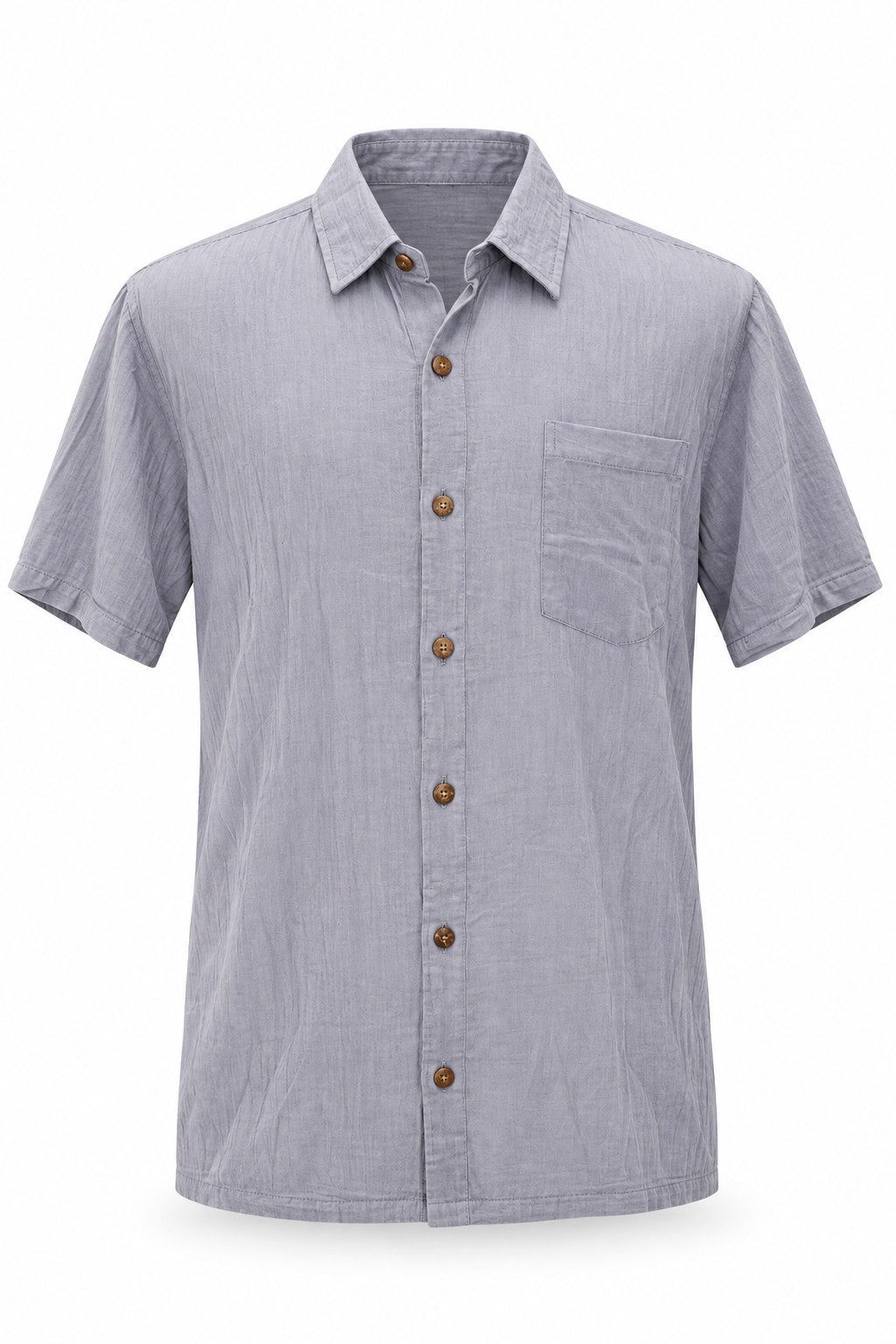 Grey Shirt in Soft Thin Cotton from Thailand — ghost mannequin front view