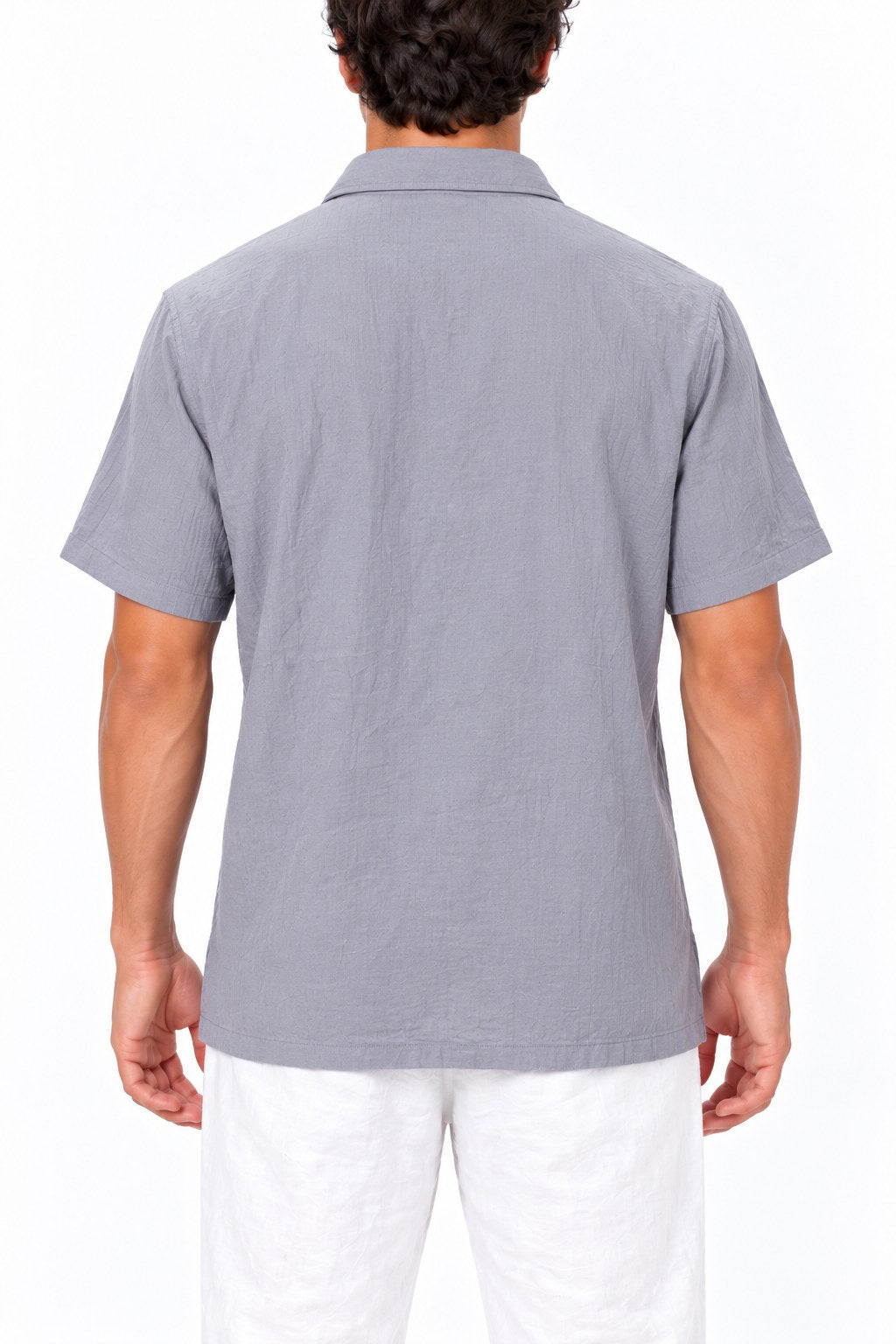 Grey Shirt in Soft Thin Cotton from Thailand — back view