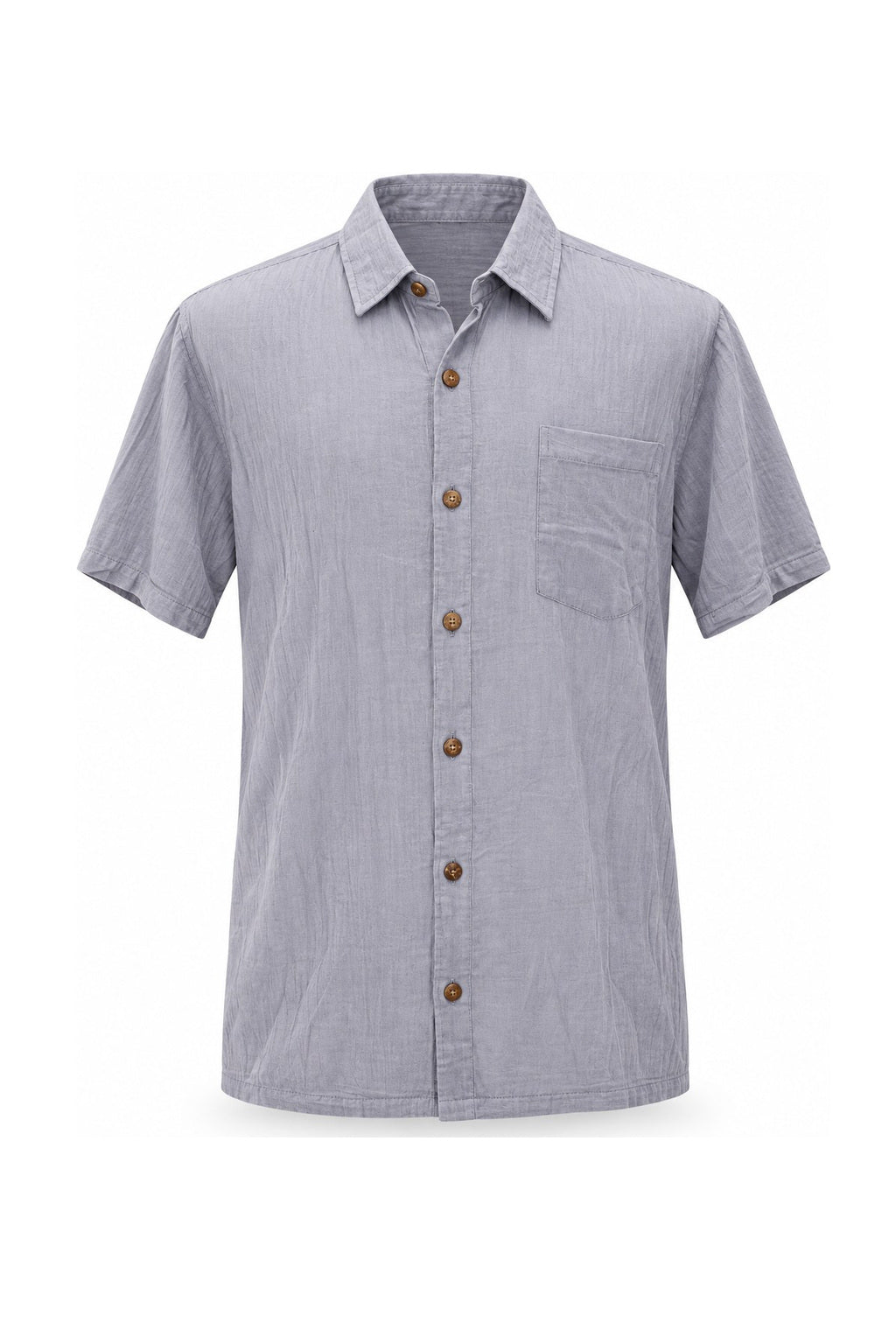 Grey Shirt in Soft Thin Cotton from Thailand — ghost mannequin front view