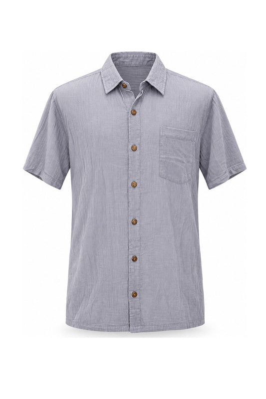Grey Shirt in Soft Thin Cotton from Thailand — ghost mannequin front view