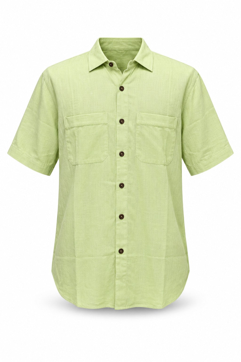 Light Green Plain Khadi Cotton from India — ghost mannequin front view