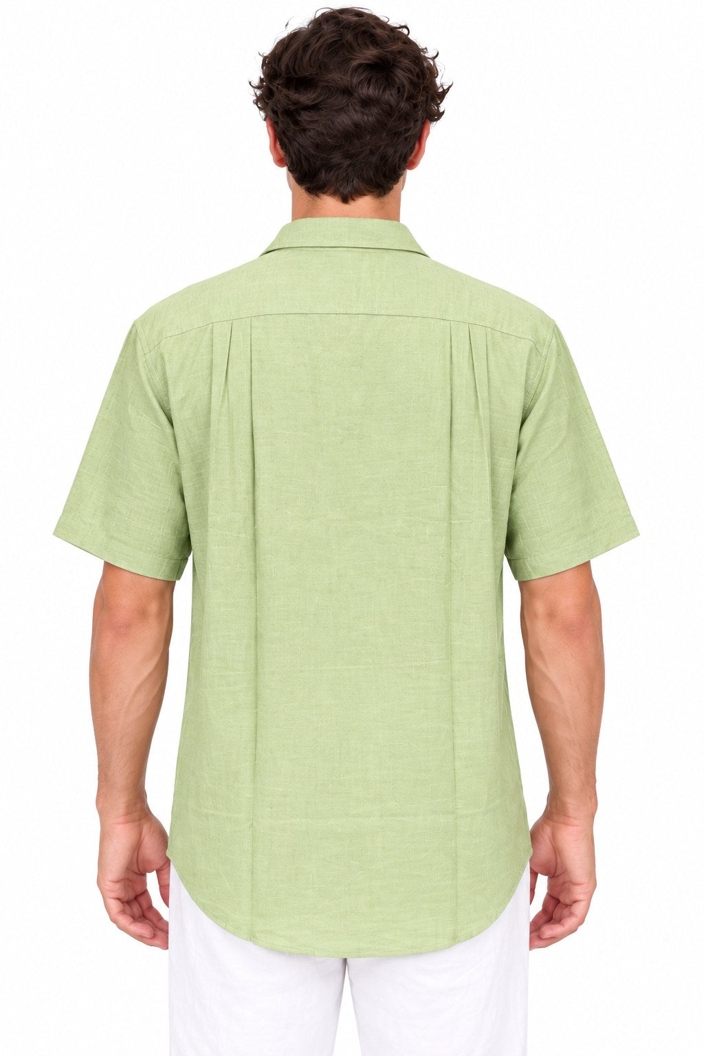 Light Green Plain Khadi Cotton from India — back view