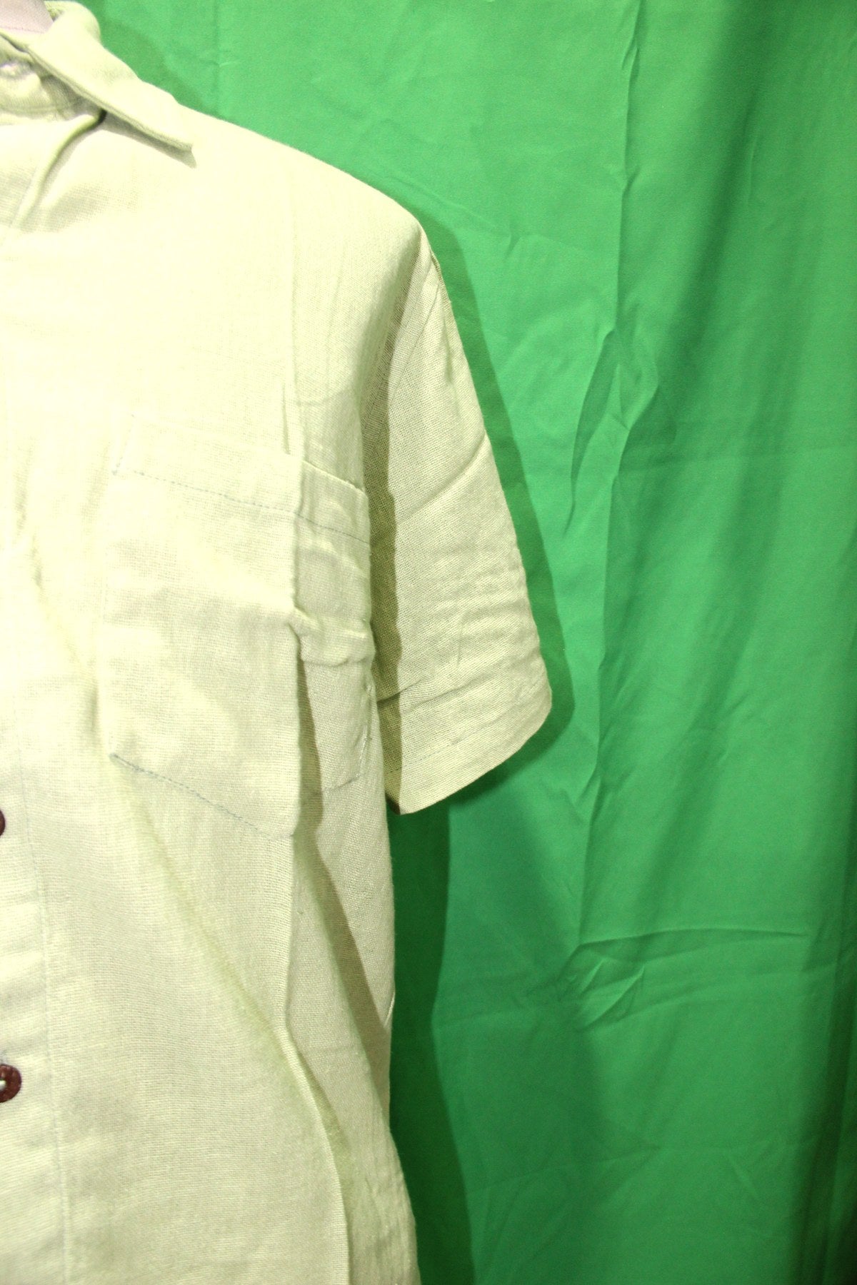 Light Green Plain Khadi Cotton from India — garment detail