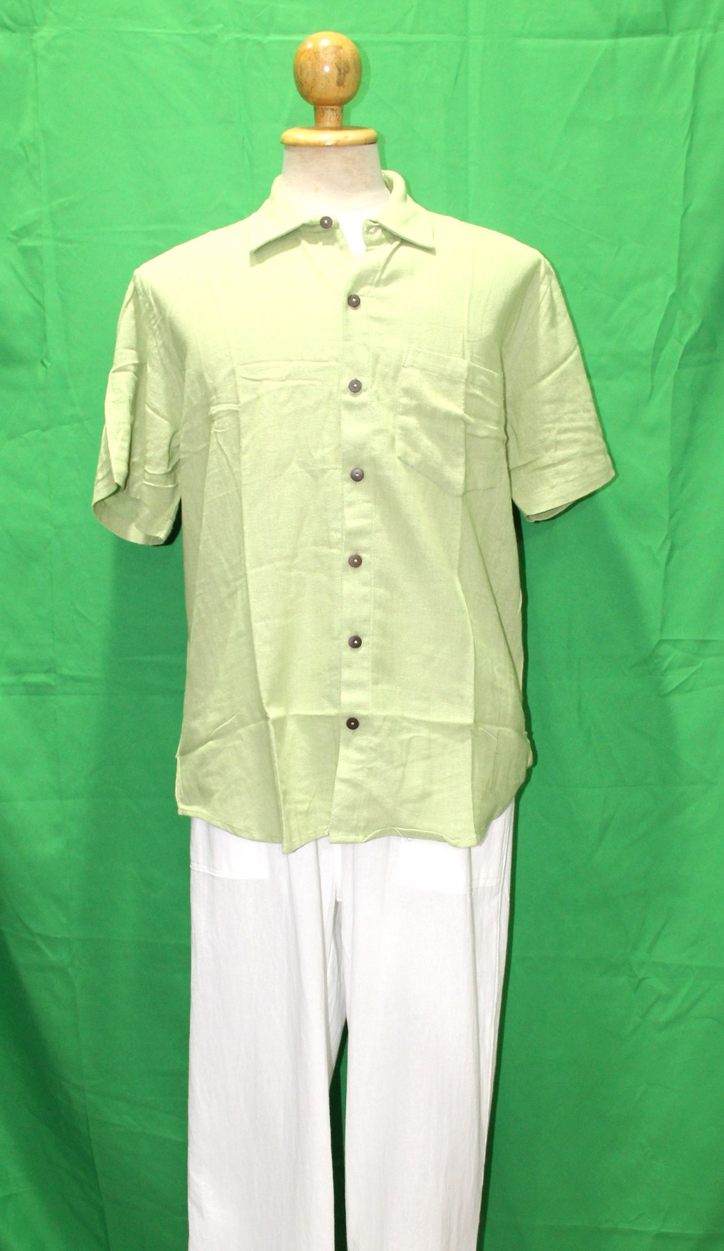 Light Green Plain Khadi Cotton from India — original product view