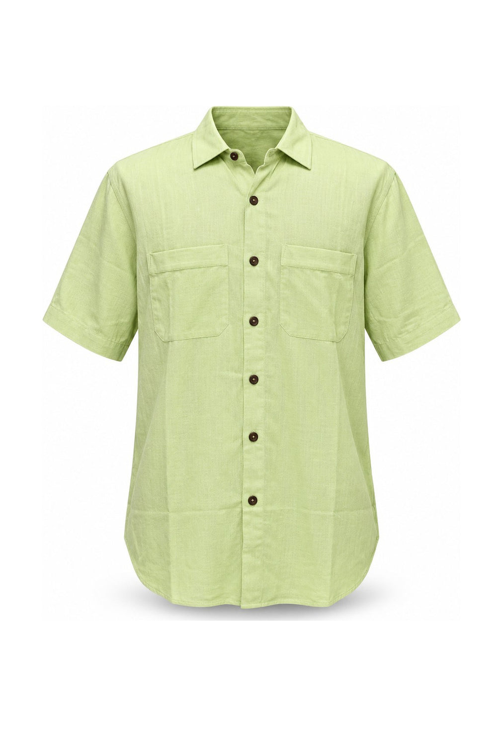 Light Green Plain Khadi Cotton from India — ghost mannequin front view