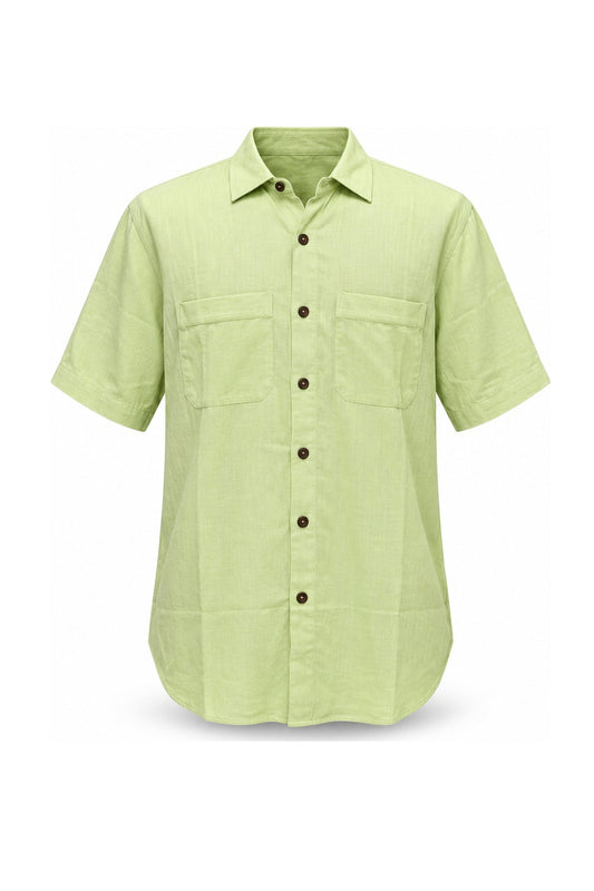 Light Green Plain Khadi Cotton from India — ghost mannequin front view