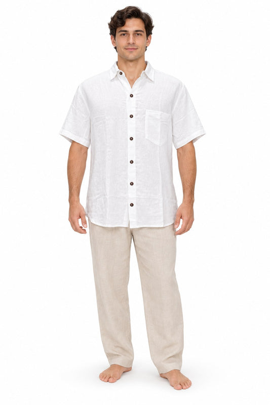 Pure White Shirt from Thailand — model front view