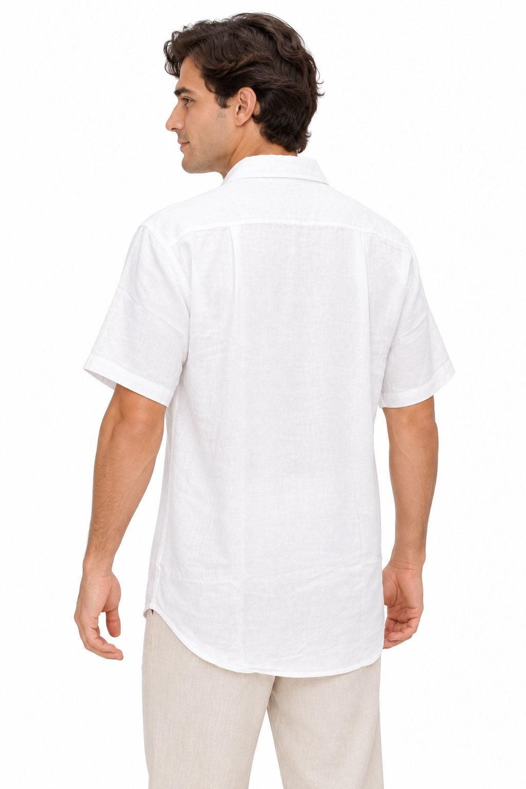 Pure White Shirt from Thailand — three-quarter back view