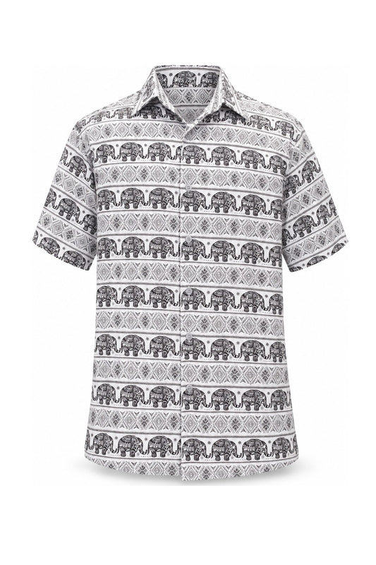 Tribal White and Black Elephants in Queue from Thailand — ghost mannequin front view