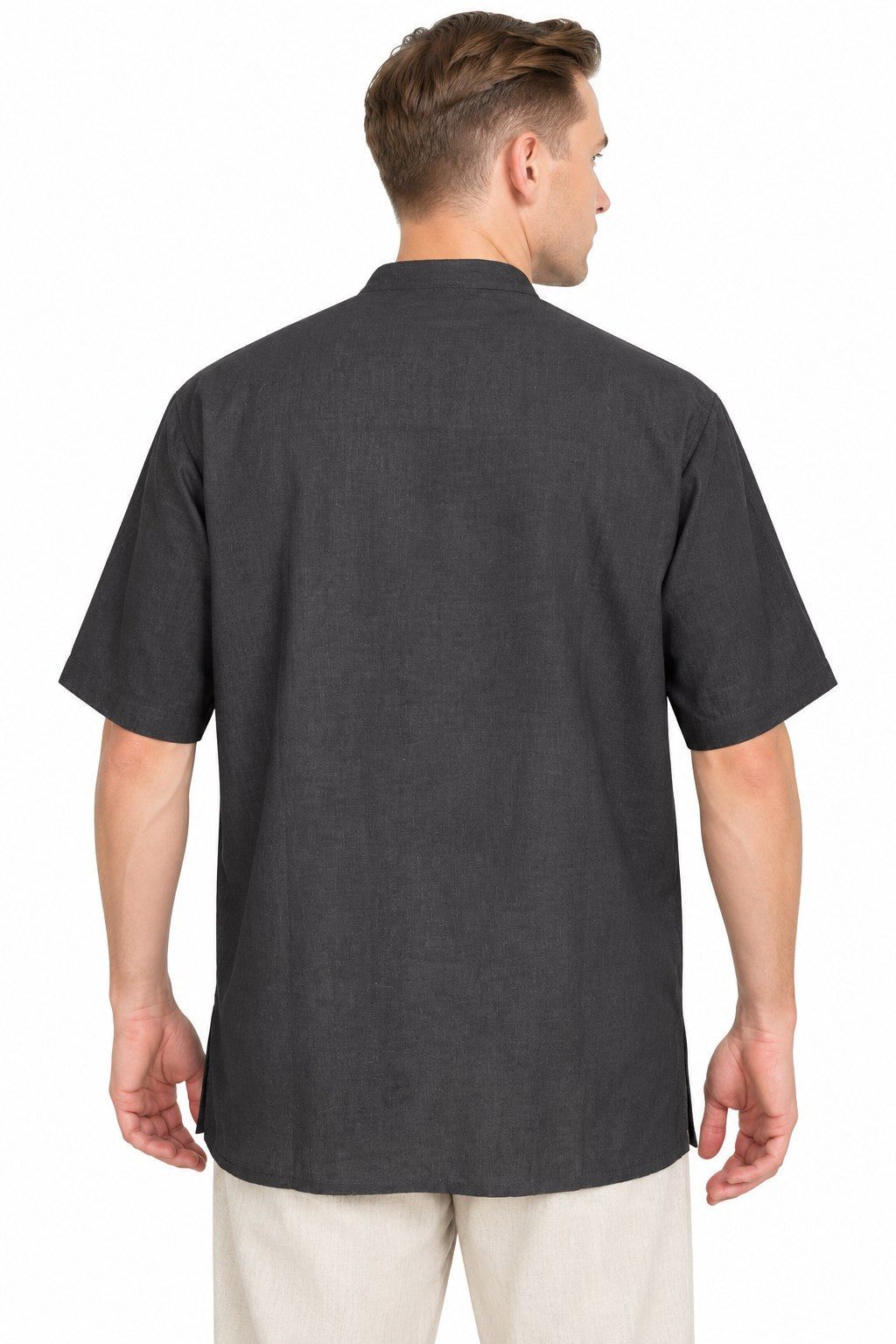Black and White Pinstripe Mandala Shirt from Nepal — back view