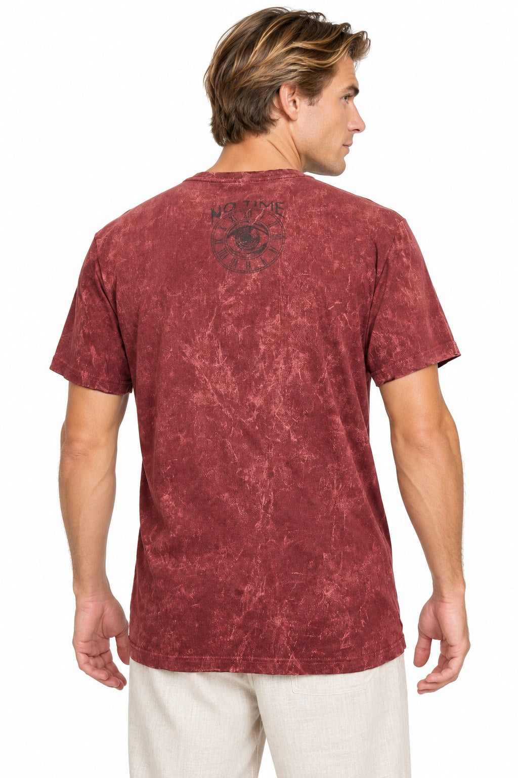 Sun Moon and Falling Stars on Maroon Color from Thailand — three-quarter back view