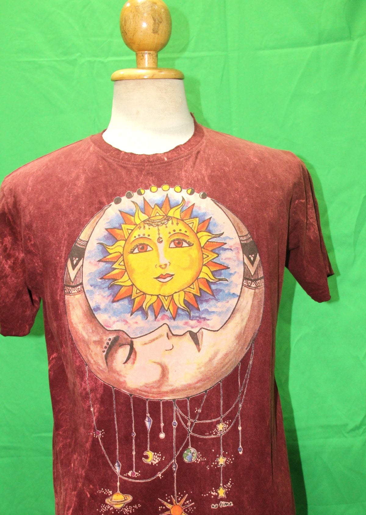 Sun Moon and Falling Stars on Maroon Color from Thailand — original product view