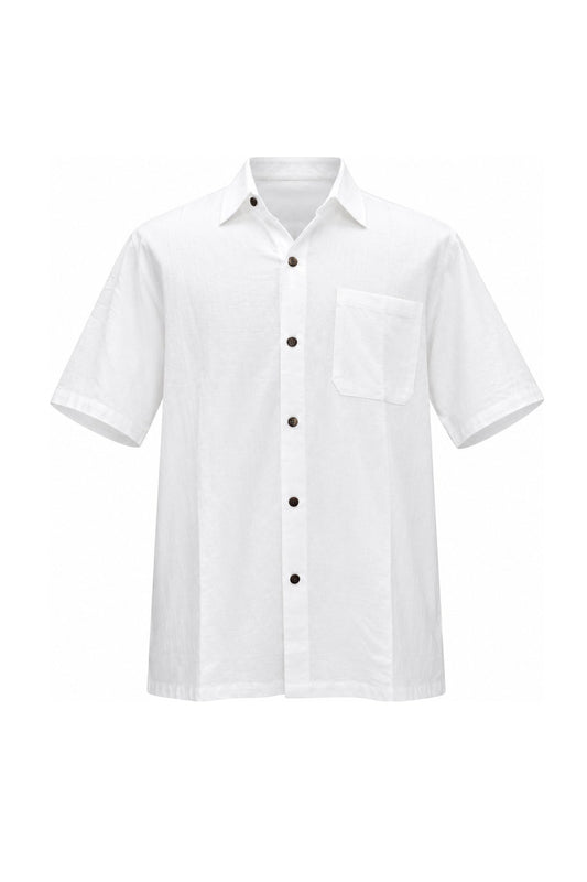 Shorts Sleeves Pure White from Thai — ghost mannequin front view
