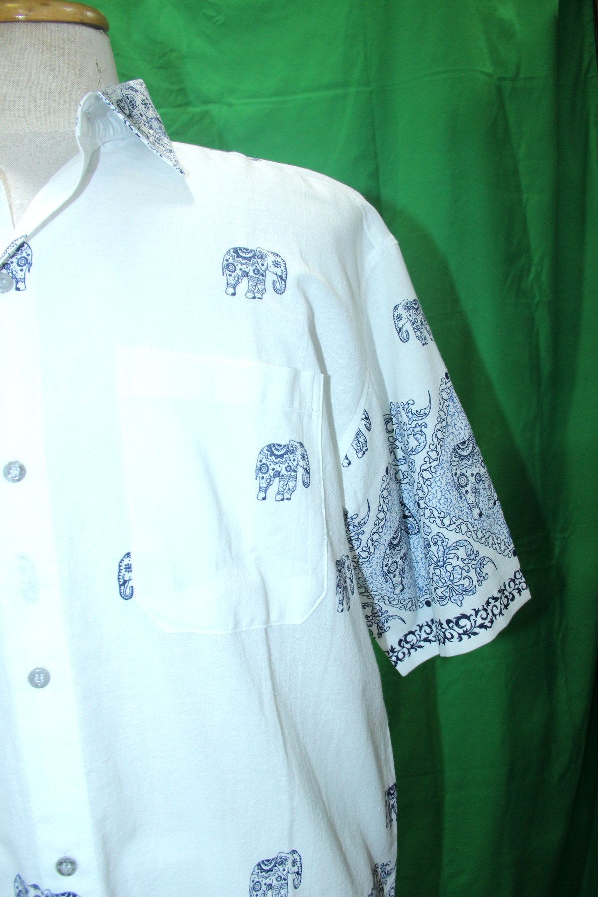 Roaming Elephants in Blue — garment detail