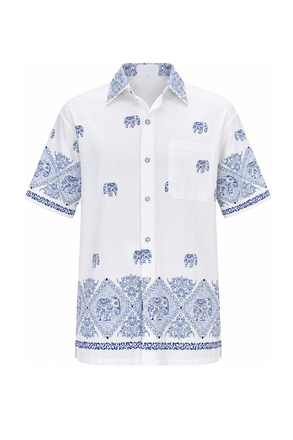 Roaming Elephants in Blue — ghost mannequin front view