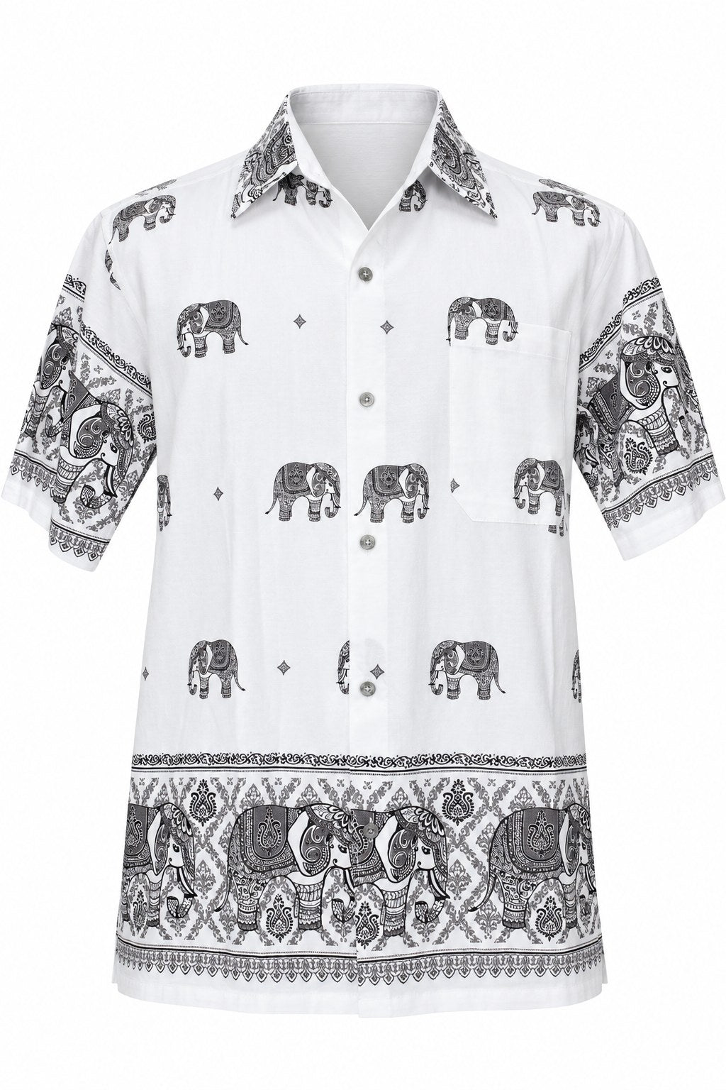 Roaming Thai Elephants in Black — ghost mannequin front view