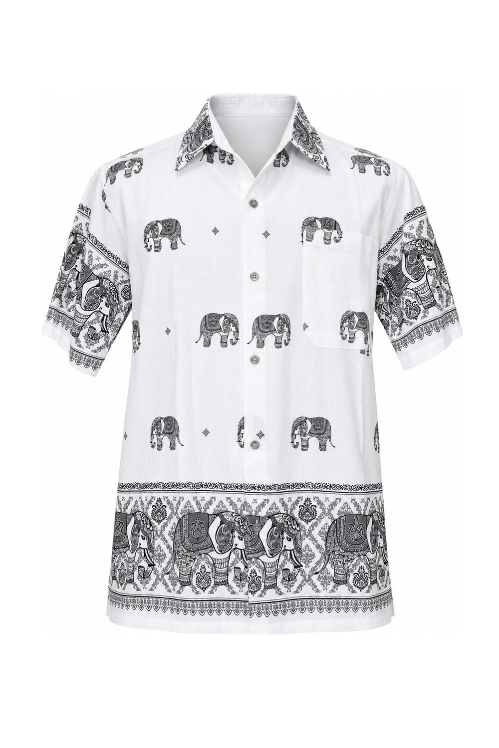 Roaming Thai Elephants in Black — ghost mannequin front view