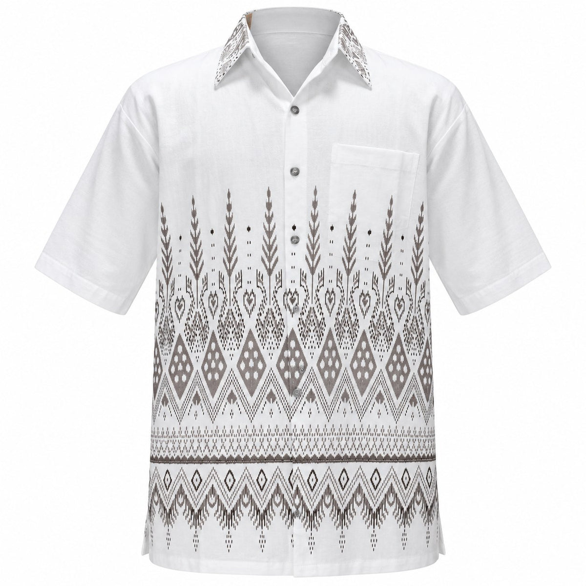 Tribal Bushes in Brown — ghost mannequin front view