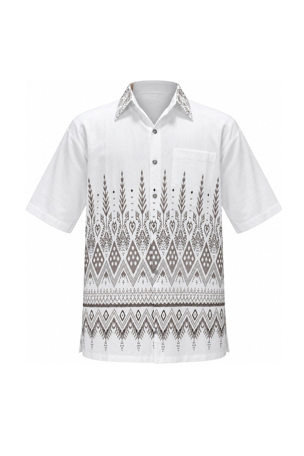 Tribal Bushes in Brown — ghost mannequin front view