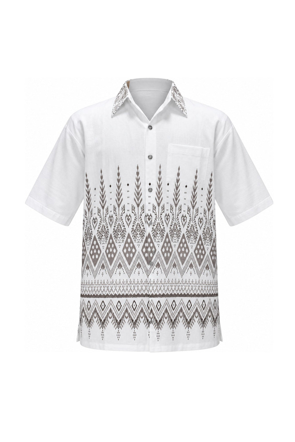 Tribal Bushes in Brown — ghost mannequin front view