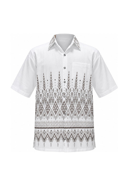 Tribal Bushes in Brown — ghost mannequin front view