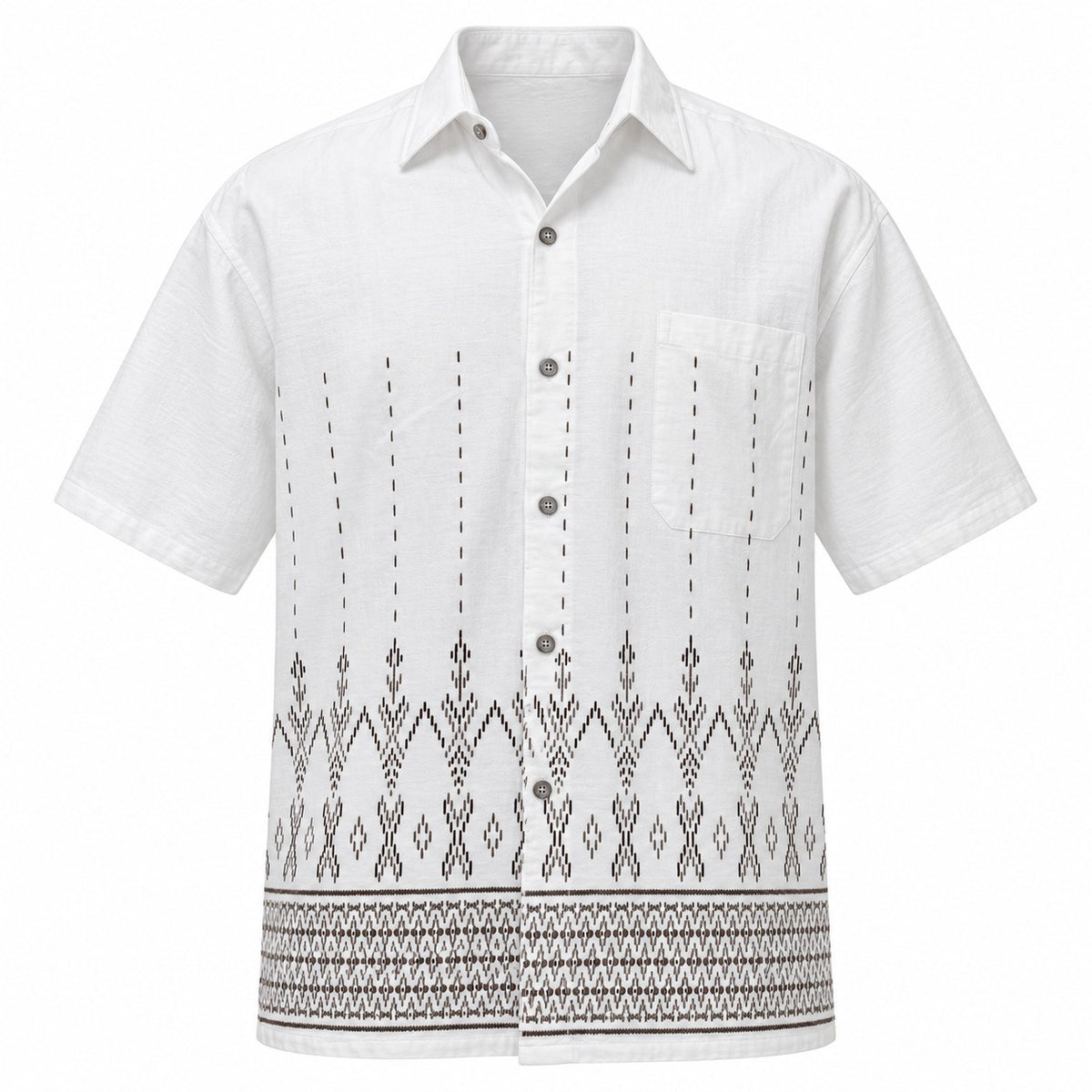 Tribal Dots in Brown — ghost mannequin front view