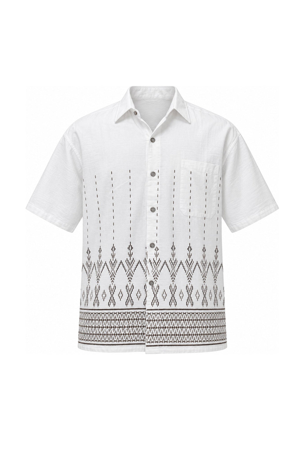 Tribal Dots in Brown — ghost mannequin front view